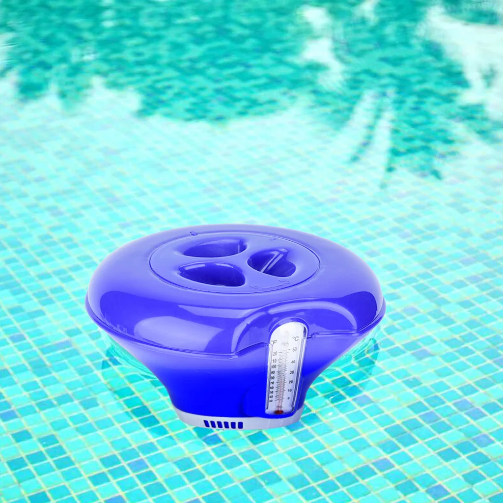 8 Inch Swimming Pool Spa Floating Chlorine Dispenser with Thermometer Adjustable