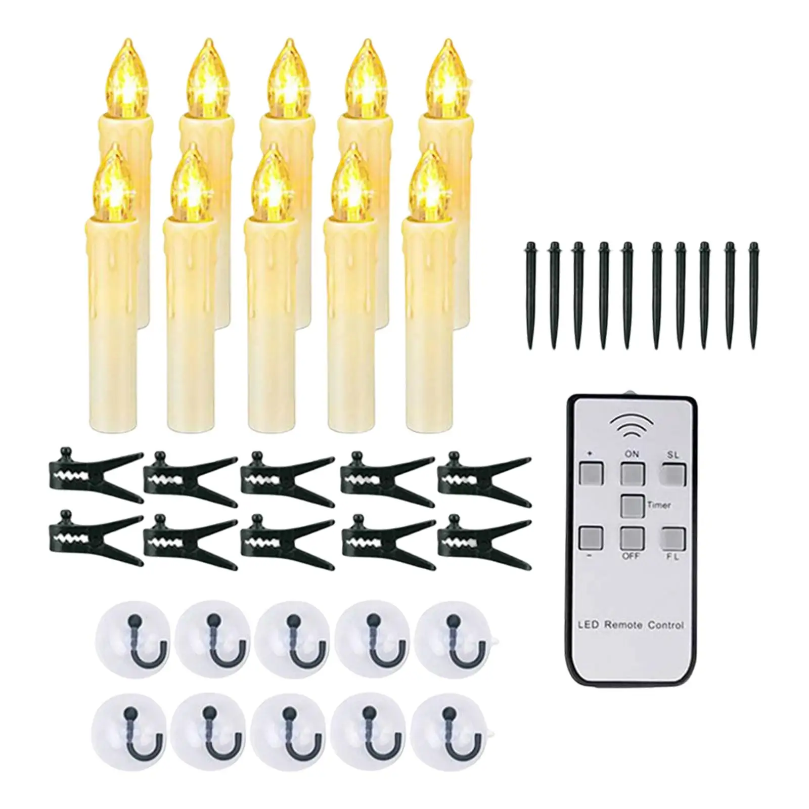 10x LED Candle Lights with Remote and Timer Flameless Taper Candles for Party Holiday Home Decoration