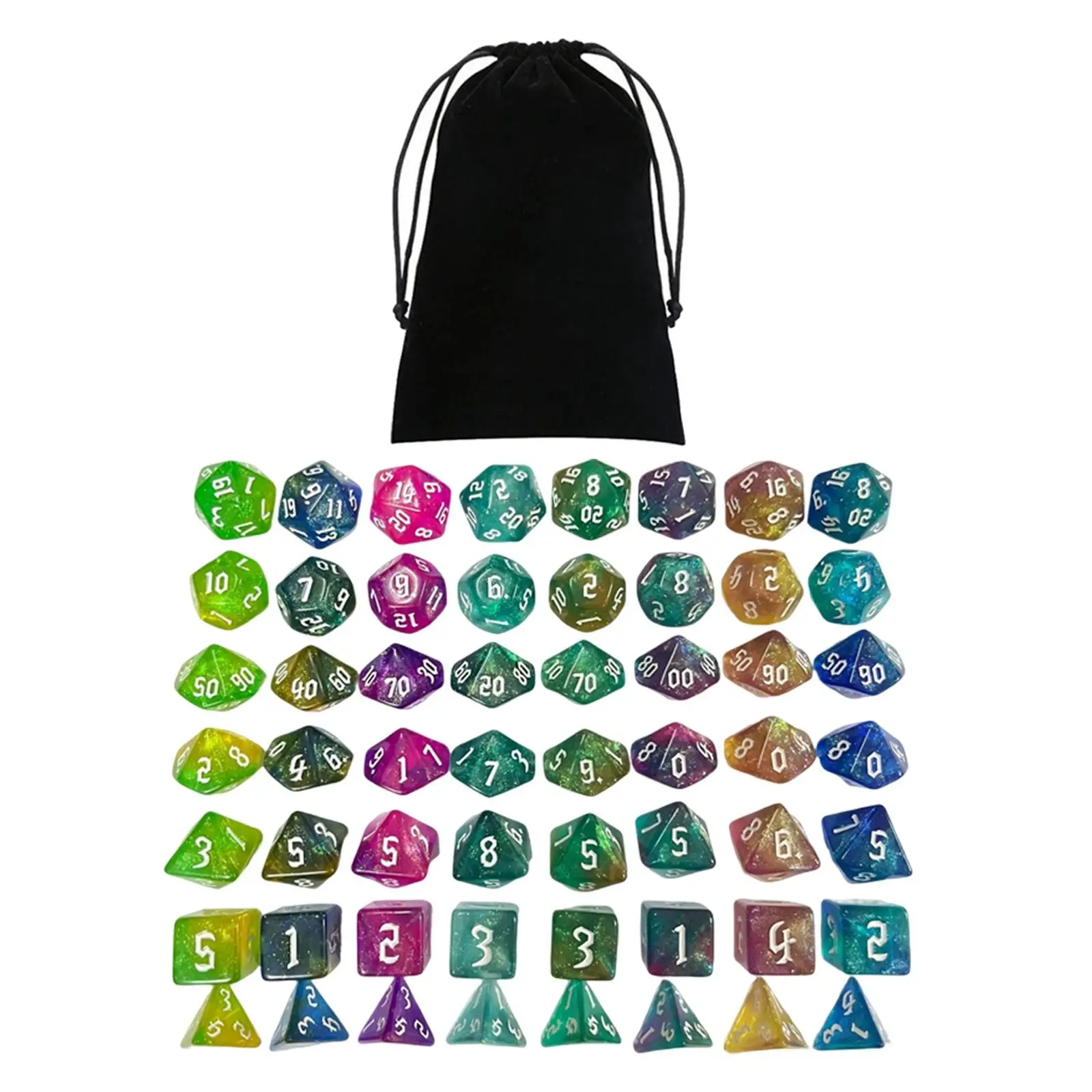 56 Pieces Polyhedral Dices Set Toys Bicolor for Board Game Props Parties KTV