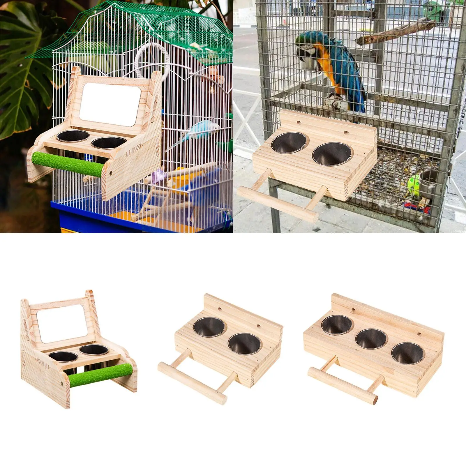 Bird Food Stainless Steel Cups Parrot Cage Feeder Water Bowl for Lovebirds