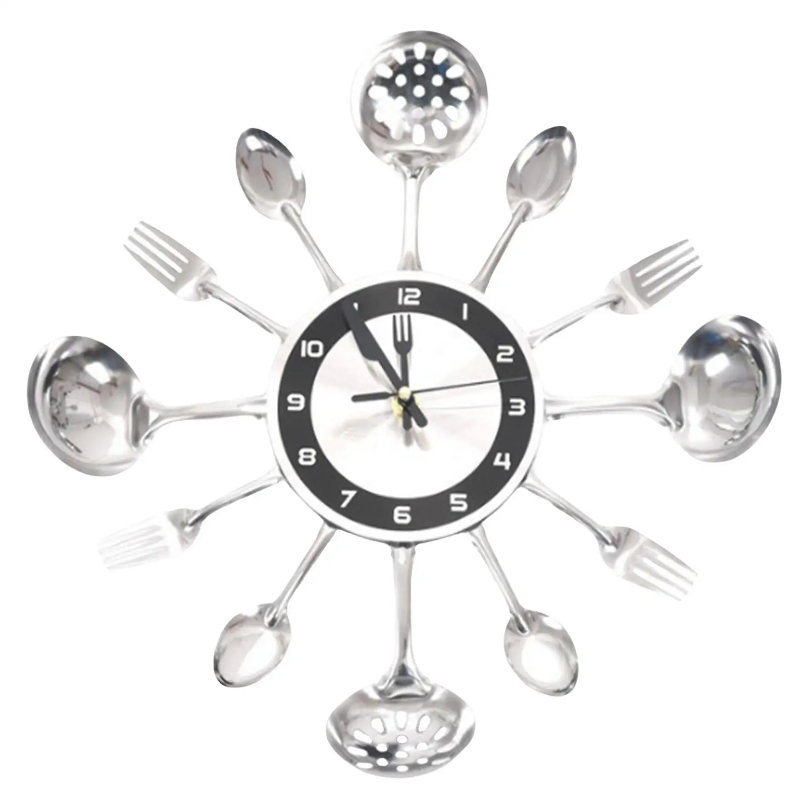 Kitchen Wall Clock Cutlery Kitchen Utensil with Forks Spoons Wall Watch Tableware Wall Clock for Cafe Living Room Decoration