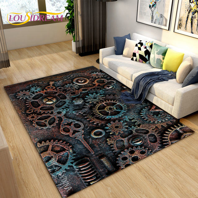 Carpets for Living Room Metal Industrial Style Punk Bar Rug Large