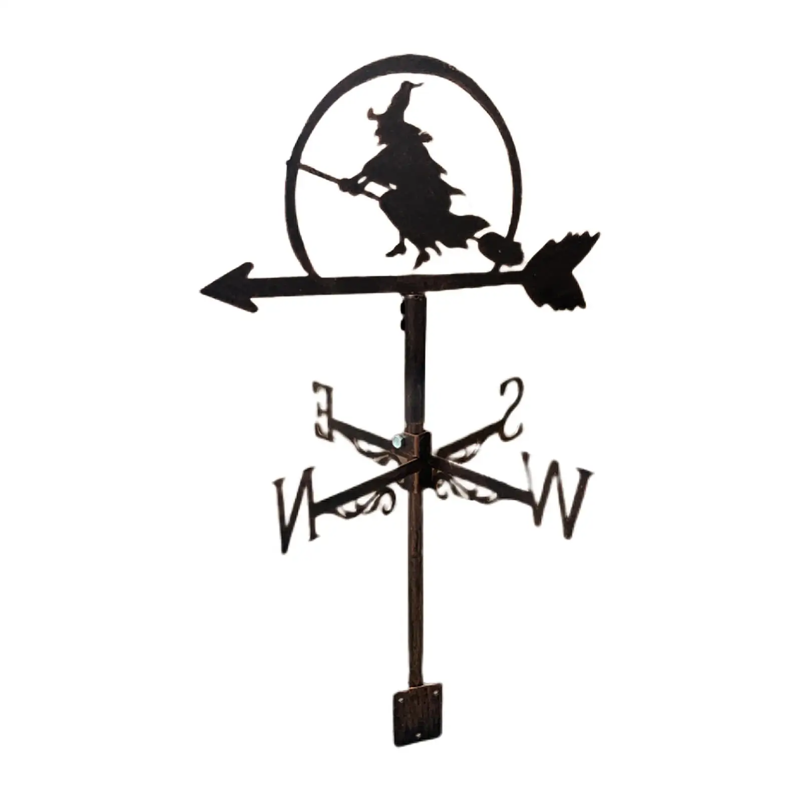 Witch Weather Vane Roof Mount Decorative Garden Sculpture for Fence Posts, Pergola Easily Install Accessory Sturdy Stylish