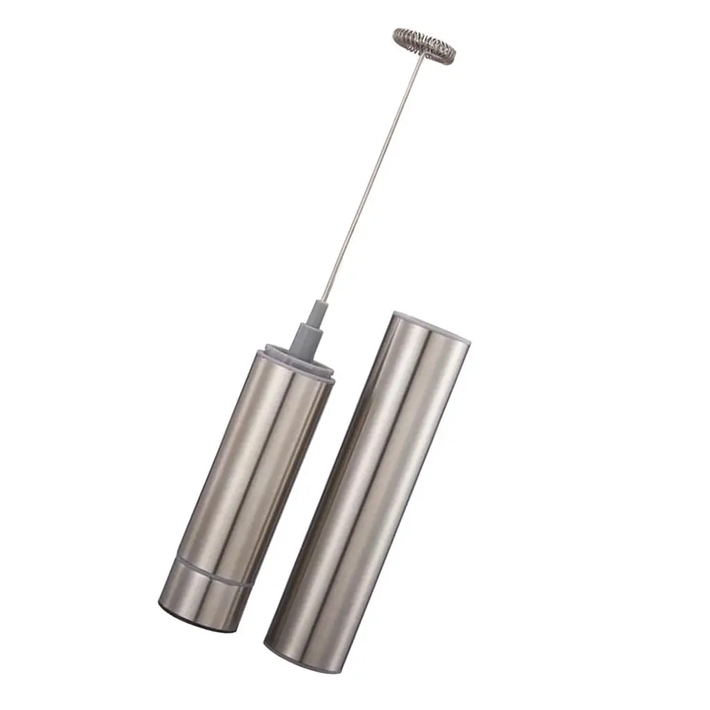 Electric Stainless Milk Frother with Single Spring Whisk Head & 