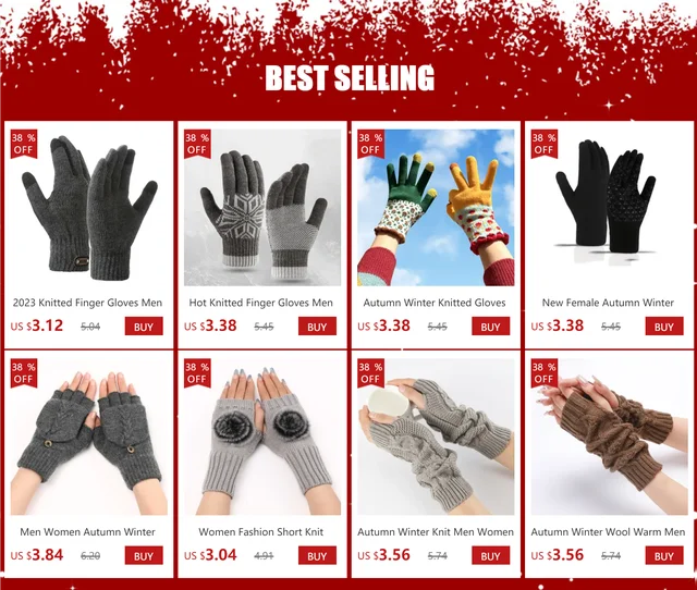 Men Women Autumn Winter Fashion Warm Gloves Short Finger Half