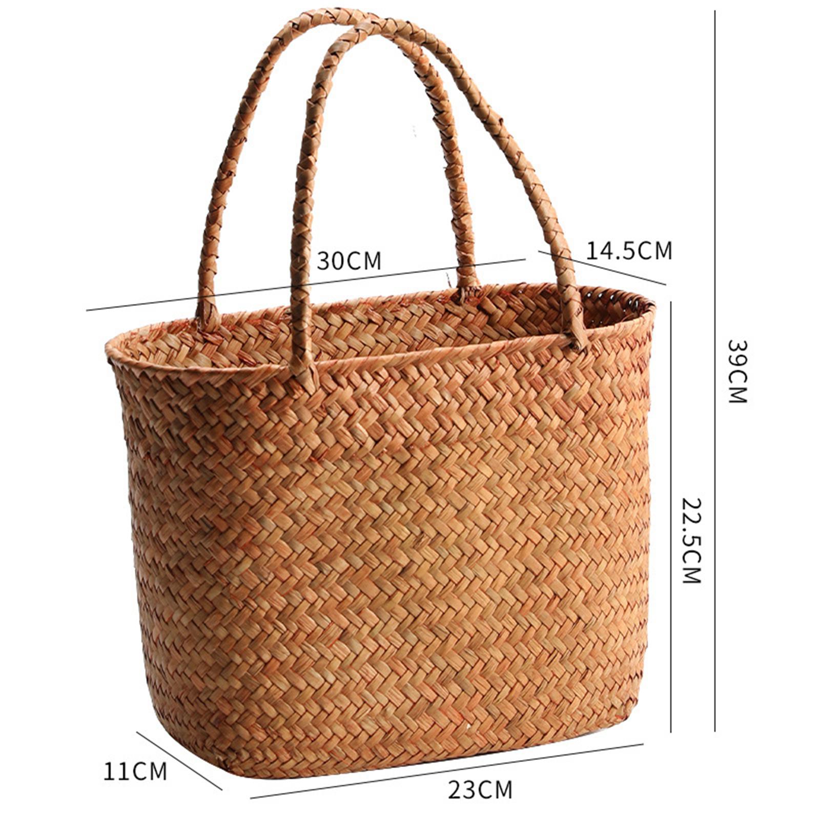 Outdoor Picnic Basket Picnic Hamper Woven Grocery Baskets Double Handles Shopping Basket for Hiking Beach Camping Outdoor