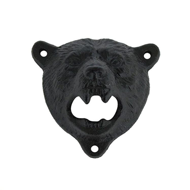 Description Picture 3 of itemCreative Cast Iron Bear Head Bottle Opener Wall Beer Open Bottle Bar Restaurant Fixed Wall Opener