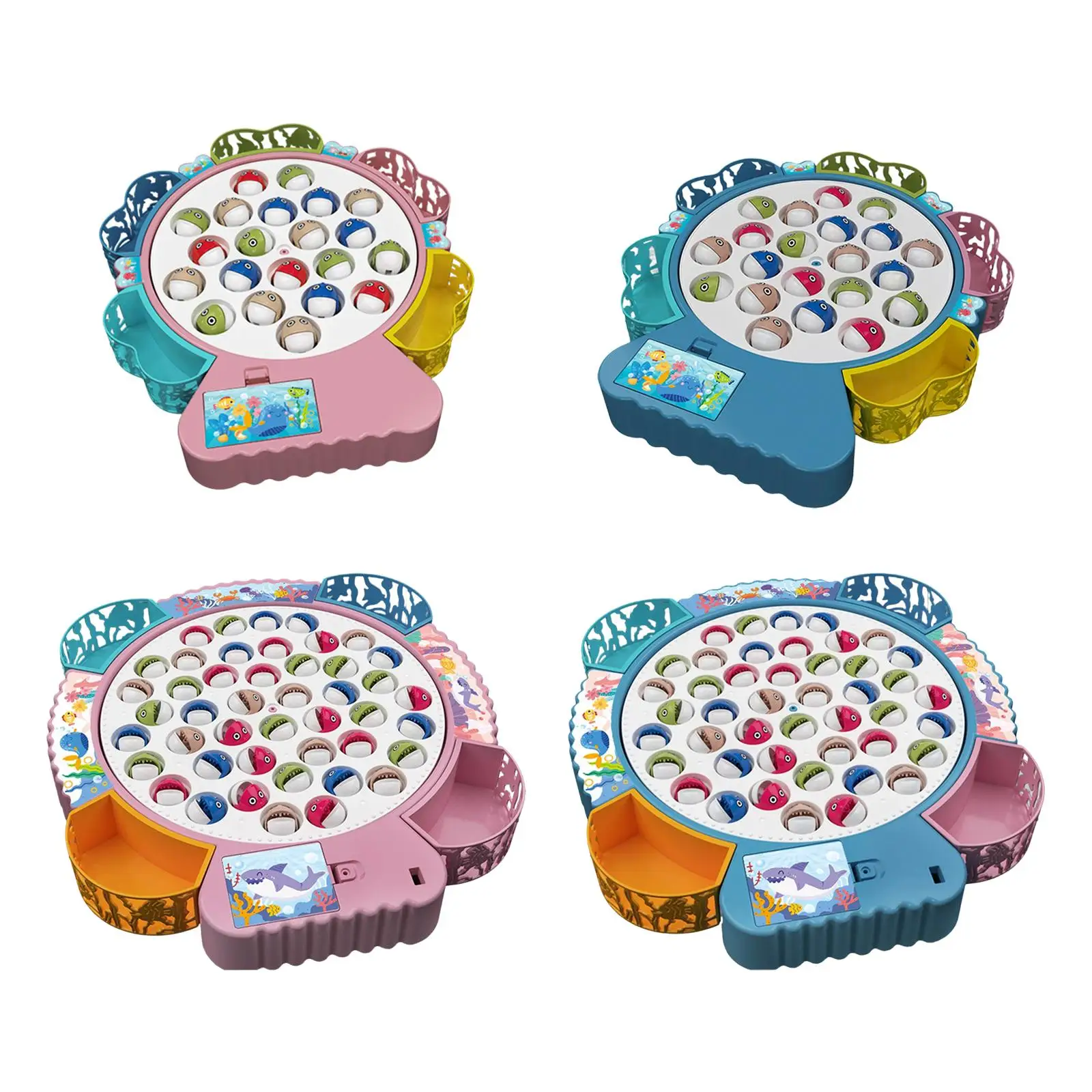 Rotating Fishing Game Colorful with 4 Fishing Poles Board Game Fine Motor Skills for Toddlers Preschool Kid Family Party Favors
