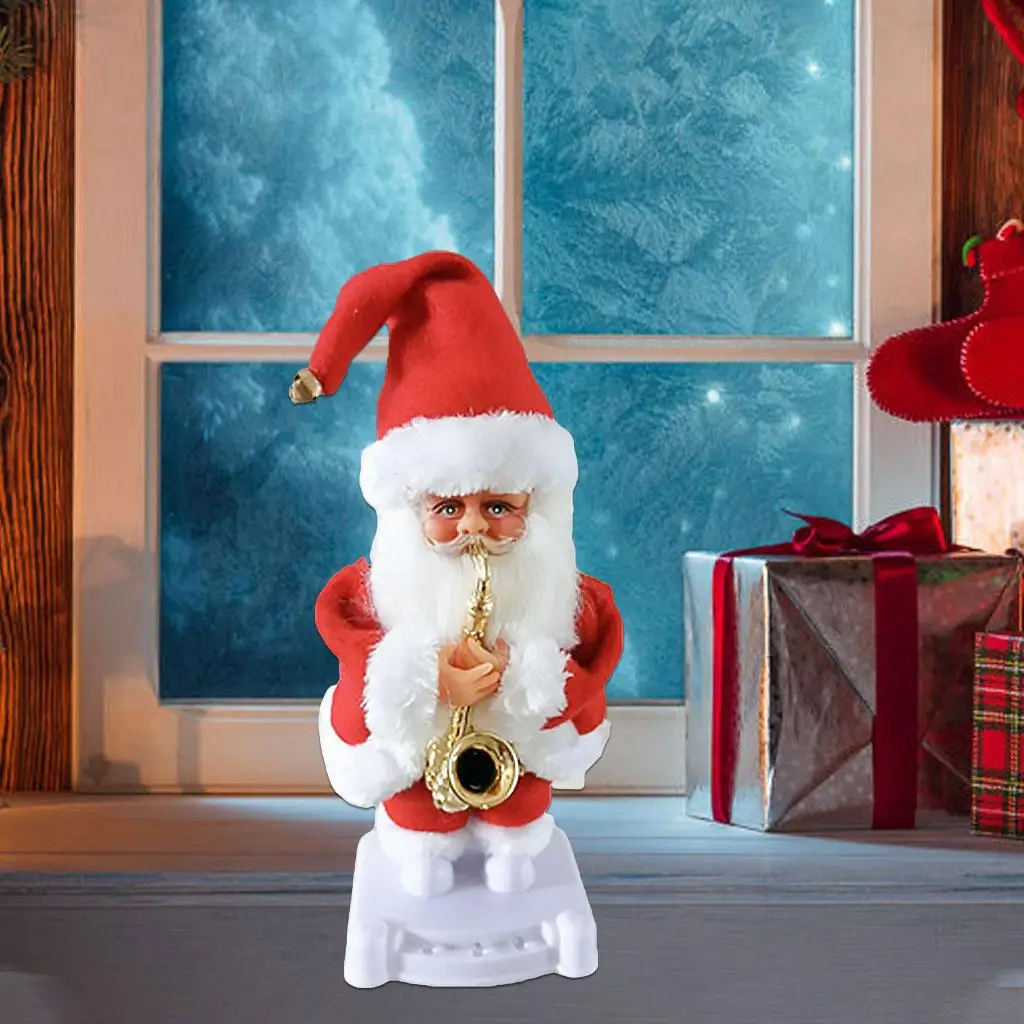 Lovely Santa Claus Swing Dancing Singing Doll Toys Xmas Dashboard Bookshelf Decor Holiday Gift