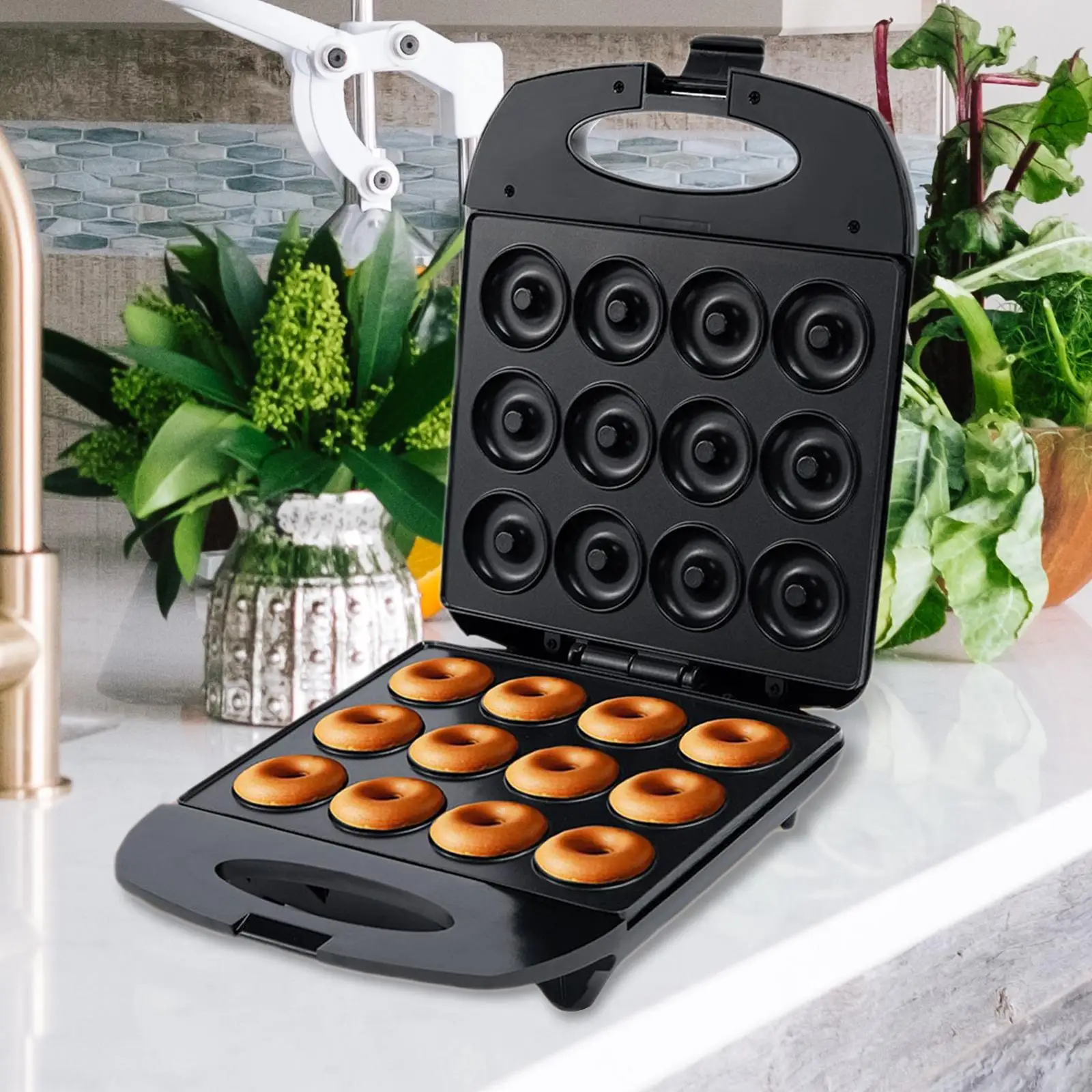 Donut Maker Machine Nonstick Surface with Indicator Light Automatic Heating Egg Cake Bread Baking Machine for Commercial Use DIY