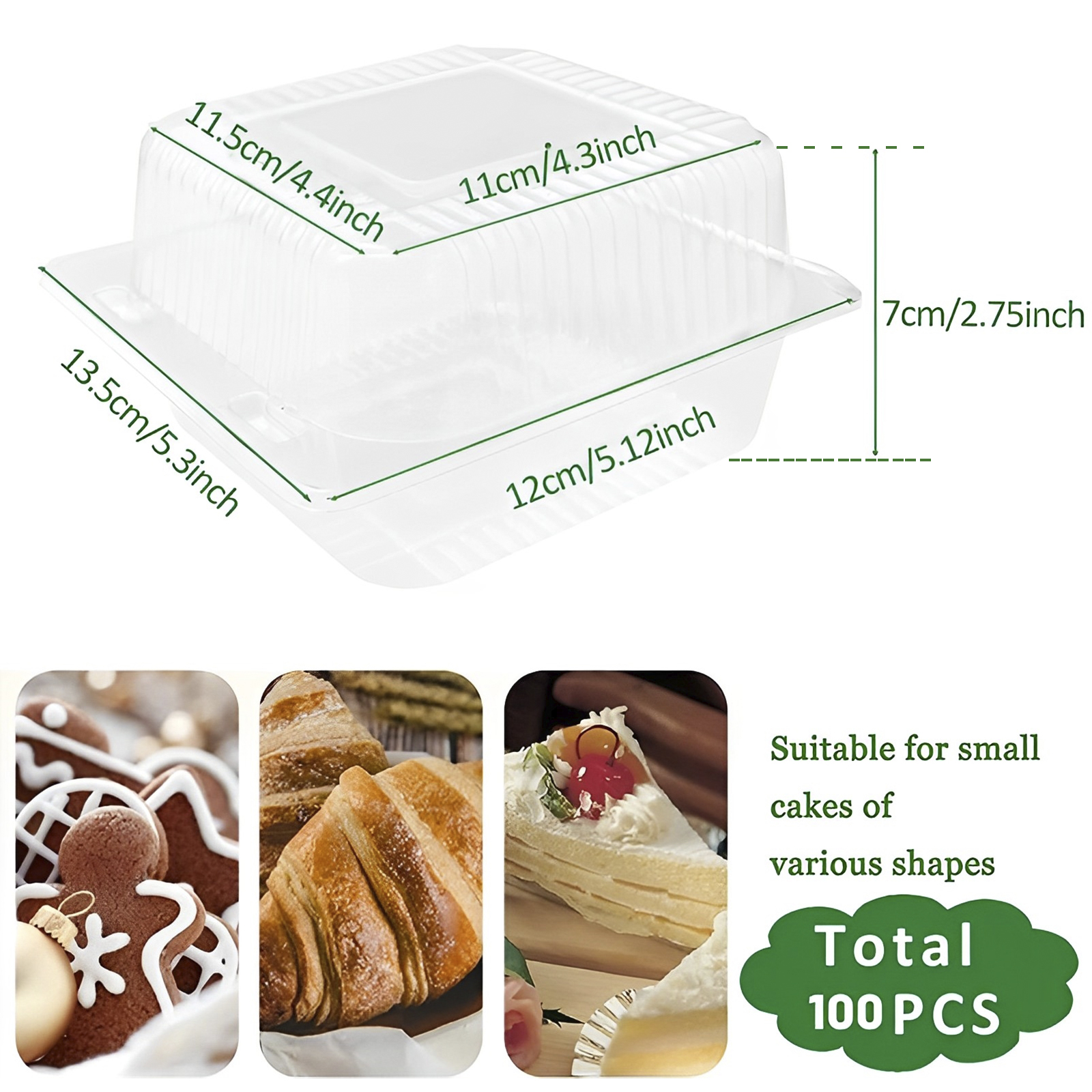 100Pcs Platz Käsekuchen Boxen Scheibe Kuchen Box Dreieck Pie Halter Kuchen Boxen Cupcake Scheibe Container Für Bäckerei Party Hochzeit – Detail 4