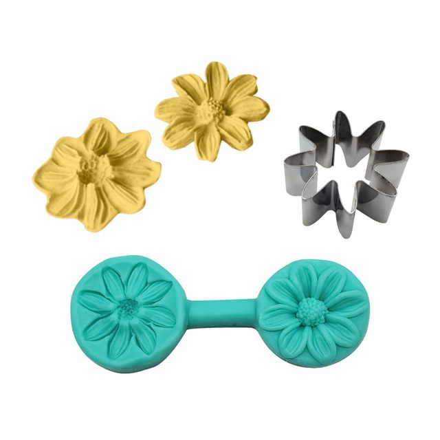 4-Piece Flower Shape Silicone Chocolate Mold Set With Cutters - Hydrangea, Cherry, Daisy, Petunia For Baking, Desserts, Parties - View #4