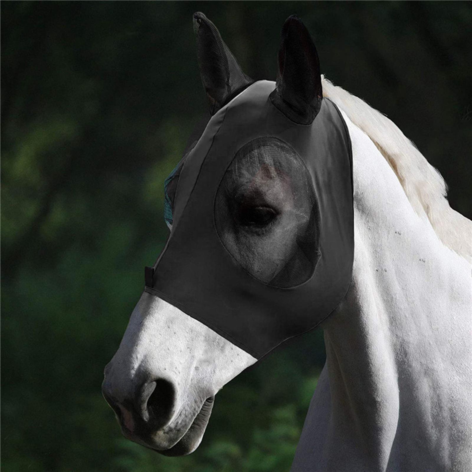 Horse Fly Mask Mesh Veil Horses Mask with Ears Cover Headwear Equine Care