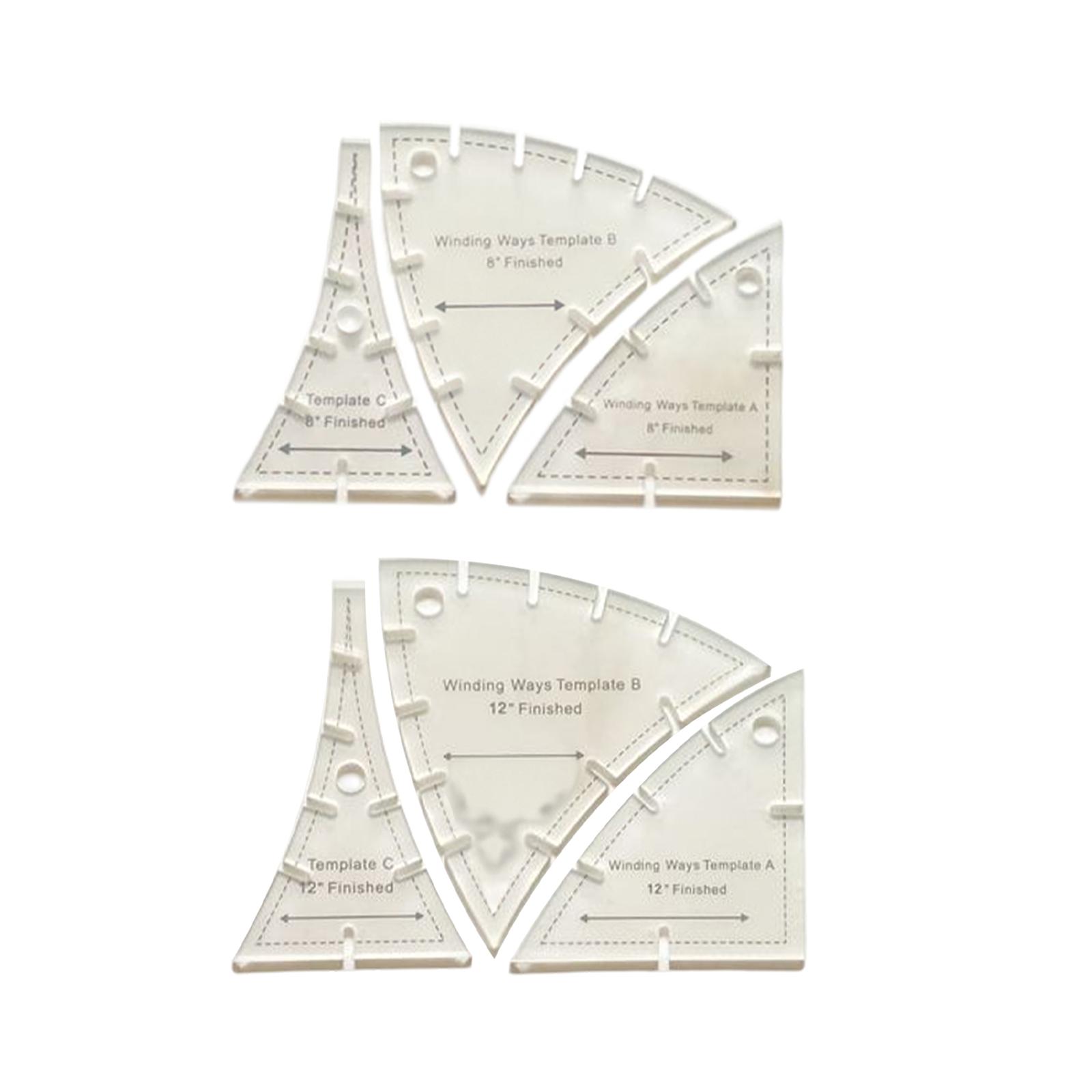 3x Quick Curve Quilt Template Set, Acrylic Quilting Rulers Templates, Creative