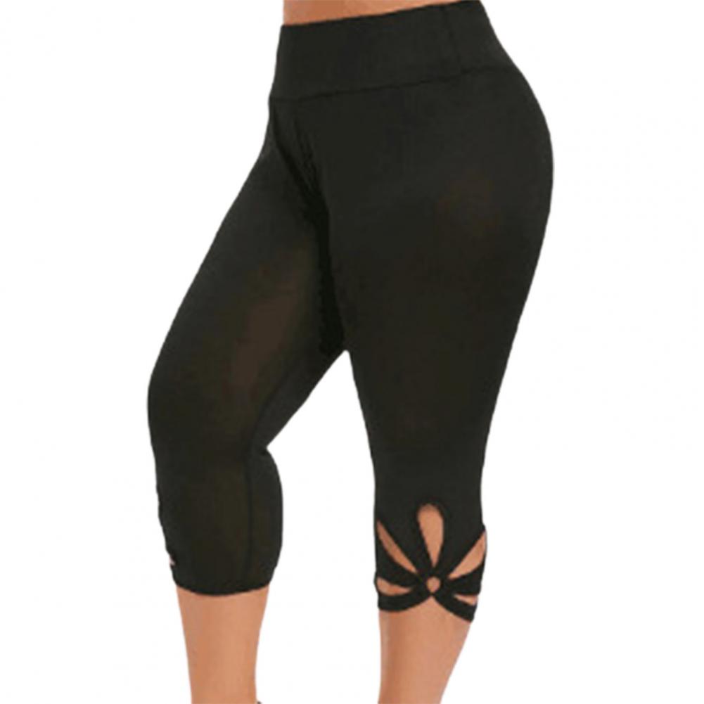 L-4XL Women High Waist Cropped Trousers Pants Elastic Bandage Leggings Super Elastic Yoga Pant