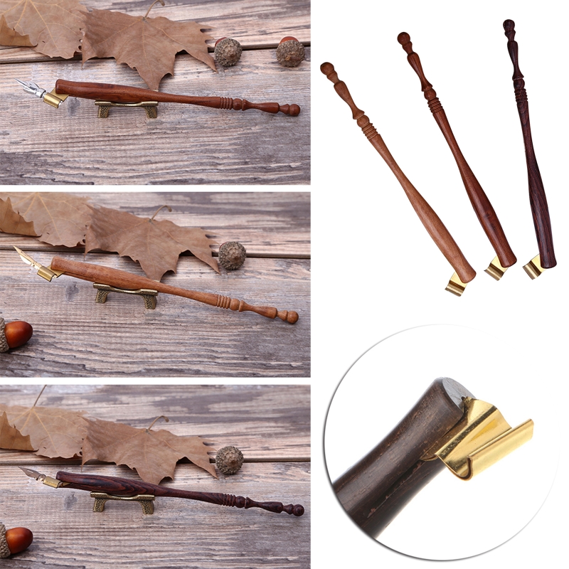 Kalligraphie Dip Stift halter Holz Stift Stange verstellbare Metall flansch Hochzeits feier liefert für Frauen Männer Kalligraphie Geschenke – Detail 6