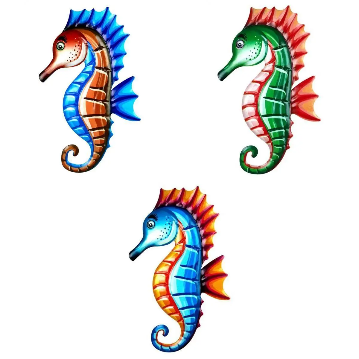 3 Piece Seahorse Wall Decor for Home Living Room Picket Fence Yard