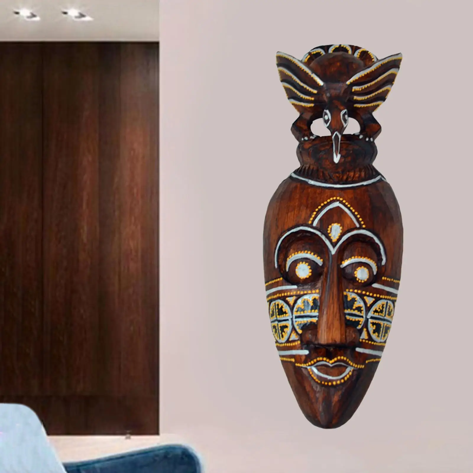 30/50cm African  Decor  Wall Decor Aboriginal Statue Africa Scratch Wooden Forest Exotic Solid Wood Mask African Crafts for Bar