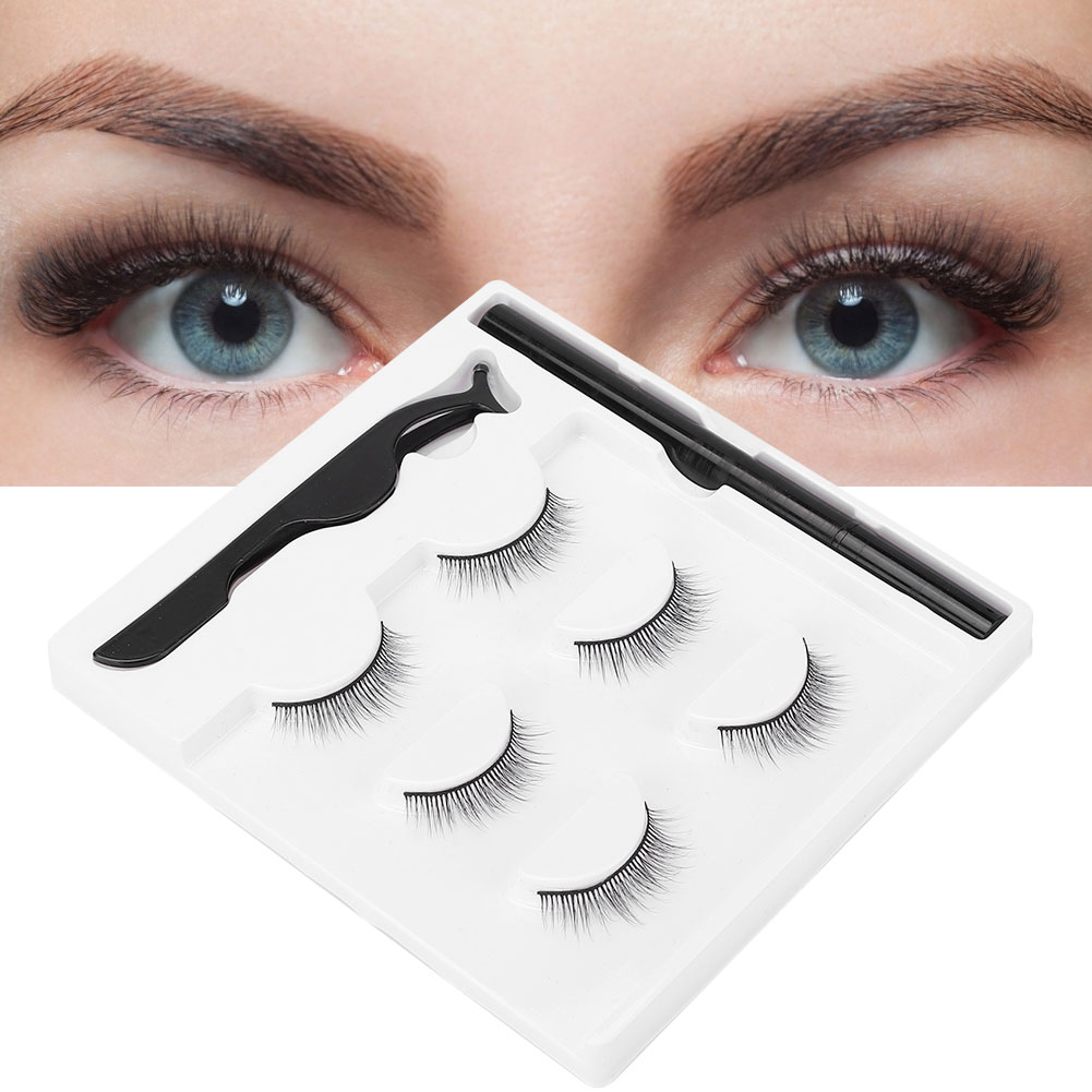 Best of 3 Pairs Fashion Magnetic False Eyelashes Waterproof Magnetic Eyeliner Pen Tweezers Portable Set Natural Eyelashes Makeup Set Reviews & Tips