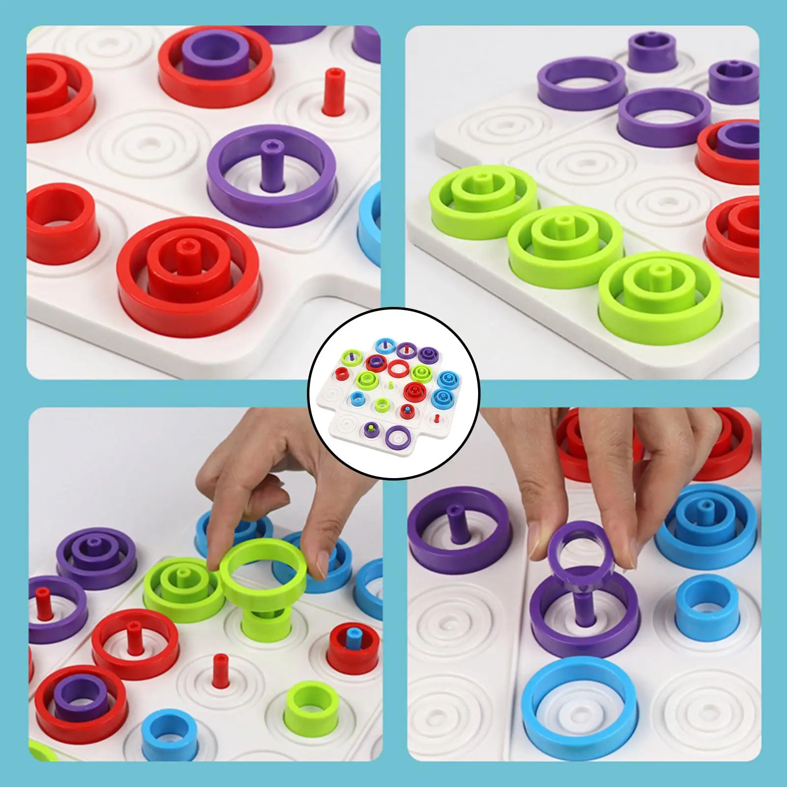 Children Rings Chess  Montessori Logical Thinking Training Board Games Educational Party Parent-Child Interaction 