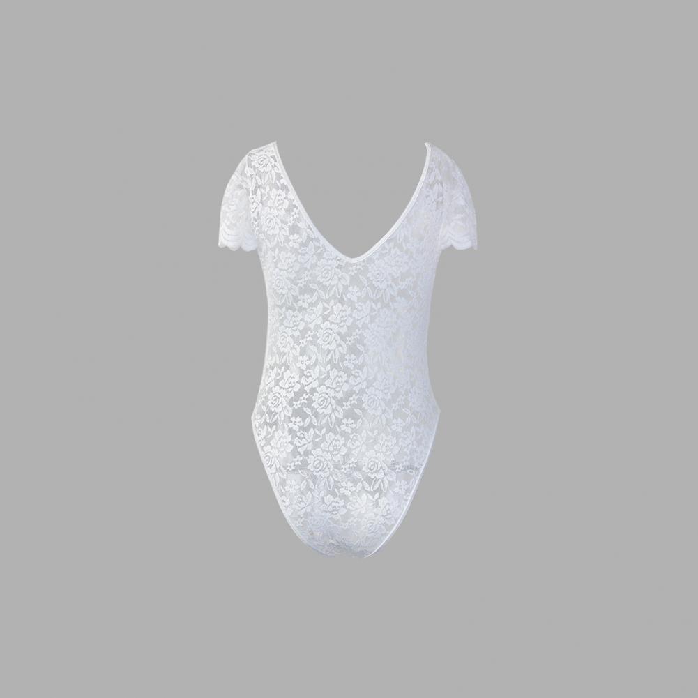 Sexy V-Neck Backless Bodysuits, Macacão monocromático branco