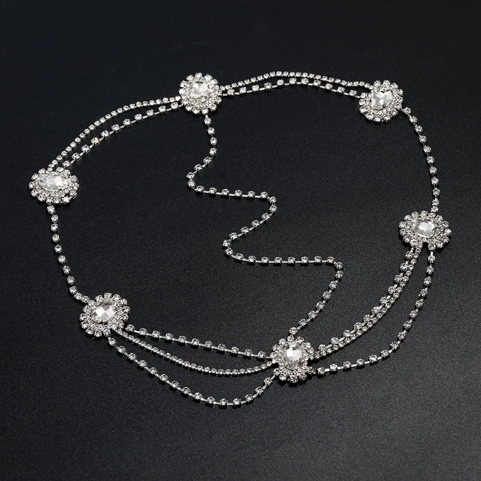 Head Chain Rhinestones Layered Jewelry Boho Glamorous Fashion for Party Prom