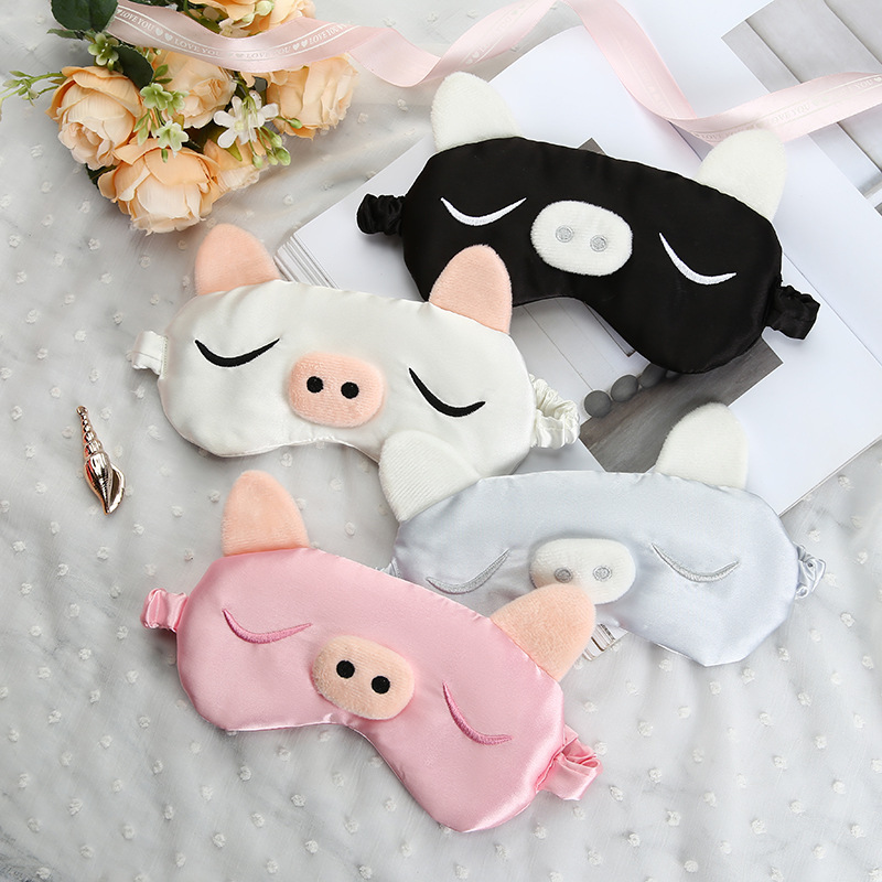 Cartoon Piggy Silk-like Sleeping Mask Goggles Shading Eye Protection one piece Eyepatch antifaz para dormir He patch_voghion.com