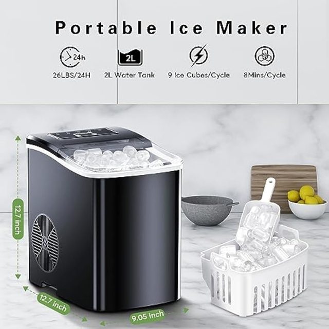 VEVOR Countertop Ice Maker, Self-Cleaning Portable Ice Maker with Ice Scoop  and Basket, Ice Machine with 2 Sizes Bullet Ice - AliExpress