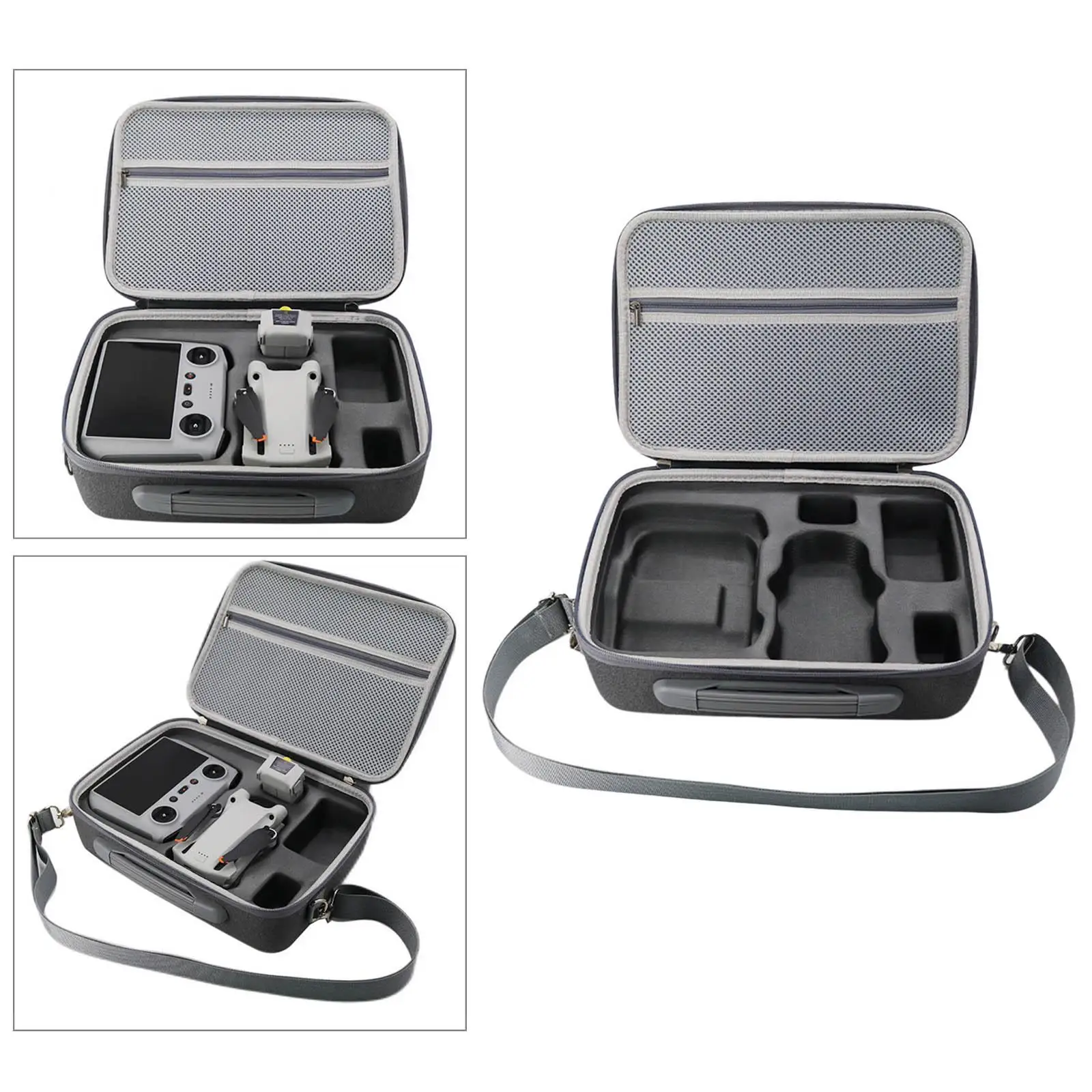 Portable Carrying Case for   Shoulder Bag 32x23x12cm Handbag Quality Zipper EVA Liner Shockproof Gray Waterproof Breathable