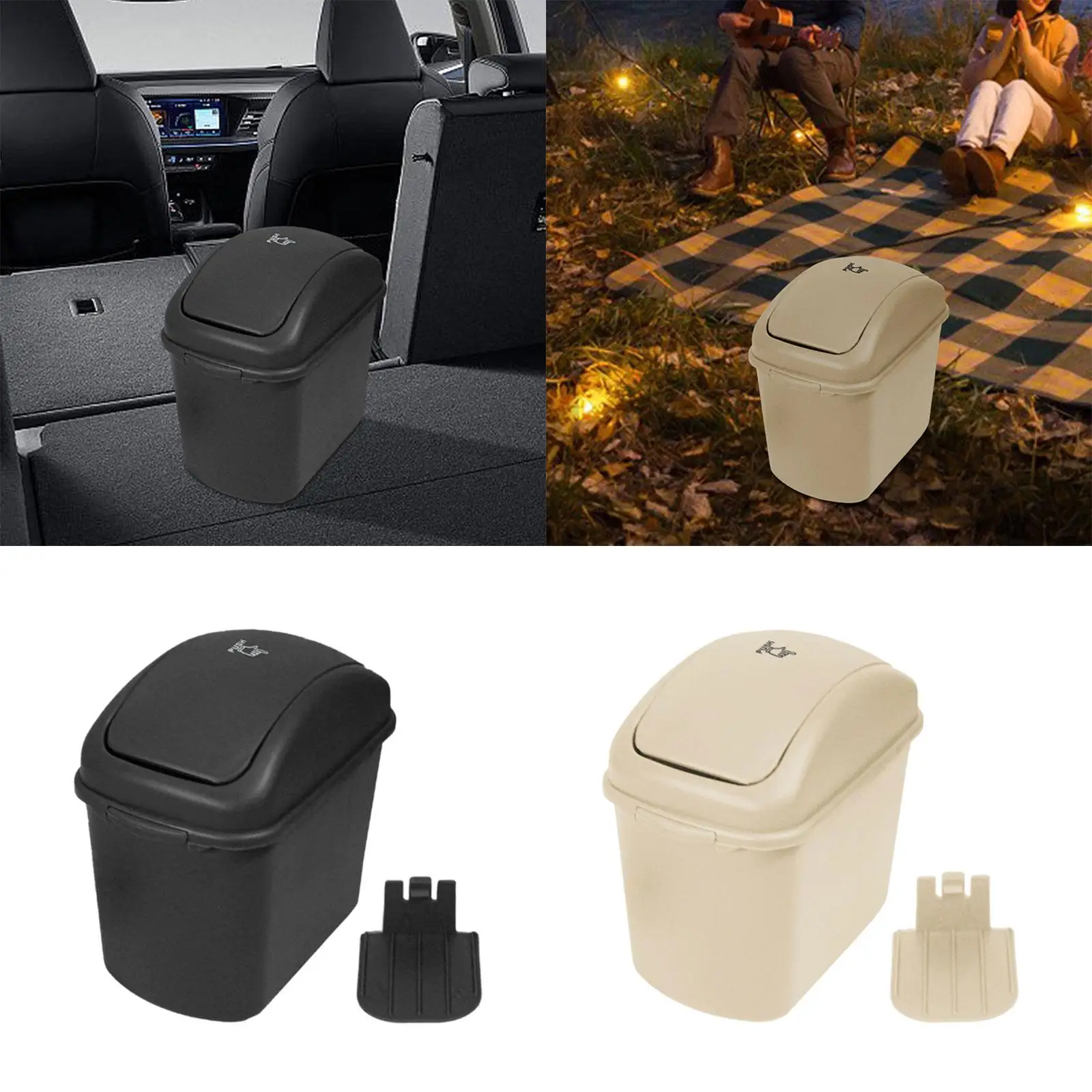 Garbage Bin Storage Outdoor Dustbin Waste Container Car Trash Can with Lid Trash Bin for Bathroom Bedroom Picnic Travel Hiking