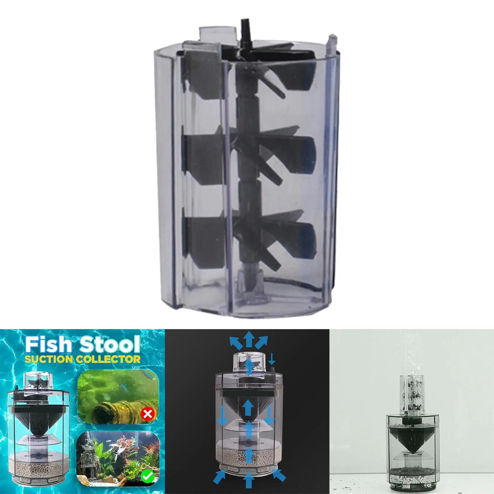 Spiral Fan for Aquarium Fish Stool Suction Collector Tank of Fish