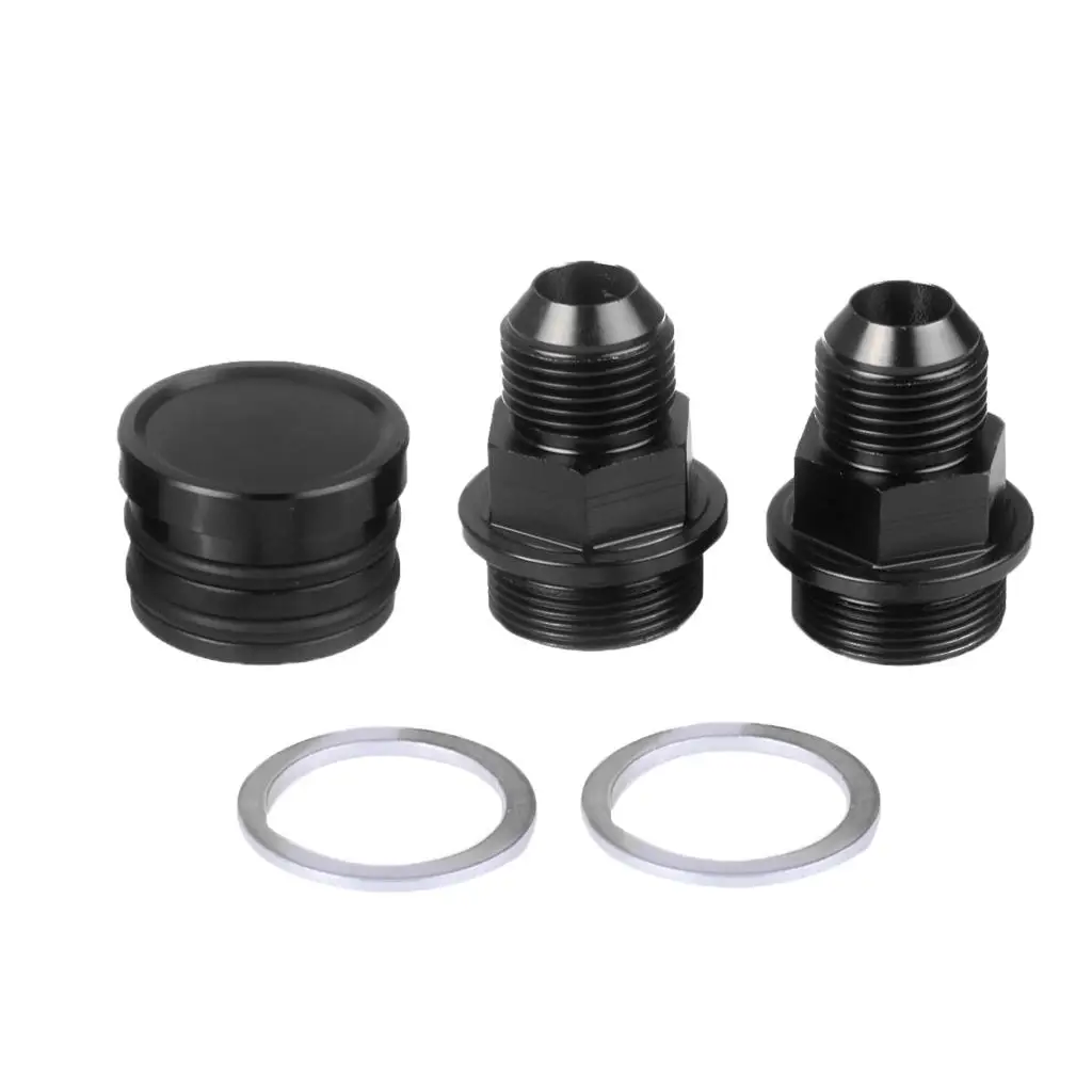 Block Breather Fittings & Plug for Honda B16 B18C Catch Can 10AN Black