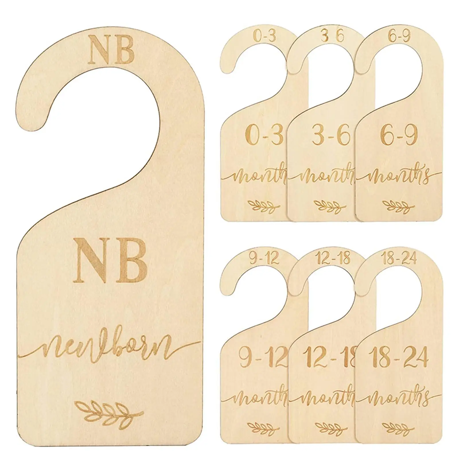 7x Adorable Wooden Closet Divider Hanging Clothes Dividers for Boys Girls Baby Photo Props