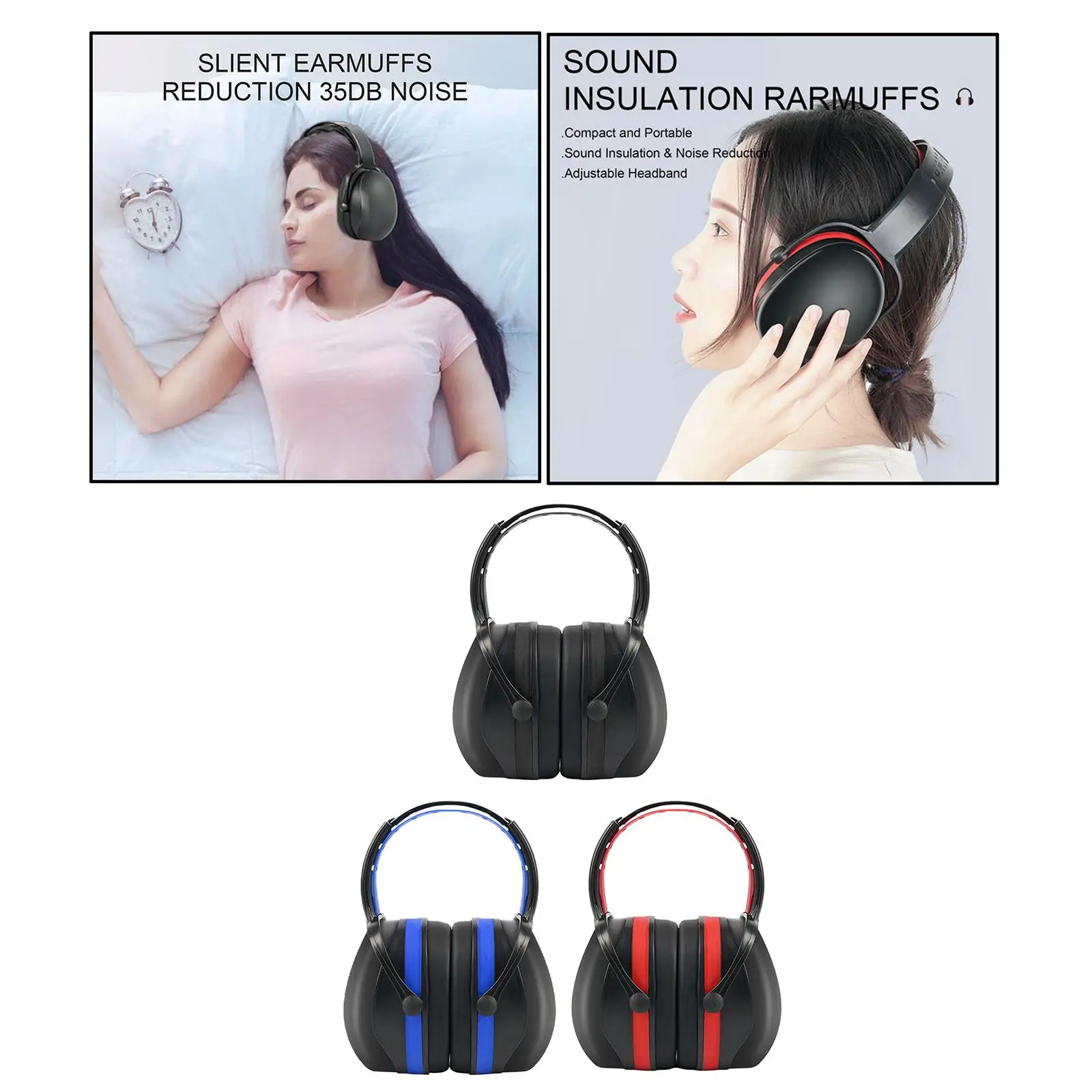 Hearing  Safety Ear Muffs Folding-Padded Noise-Reducing Ear Cups Hearing Protectors for Manufacturing Adult Children