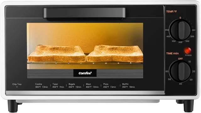 COMFEE' 4 Slice Small Toaster Oven Countertop, Retro Compact Design,  Multi-Function with 30-Minute Timer, Bake, Broil, Toast, 1000 Watts, 2-Rack