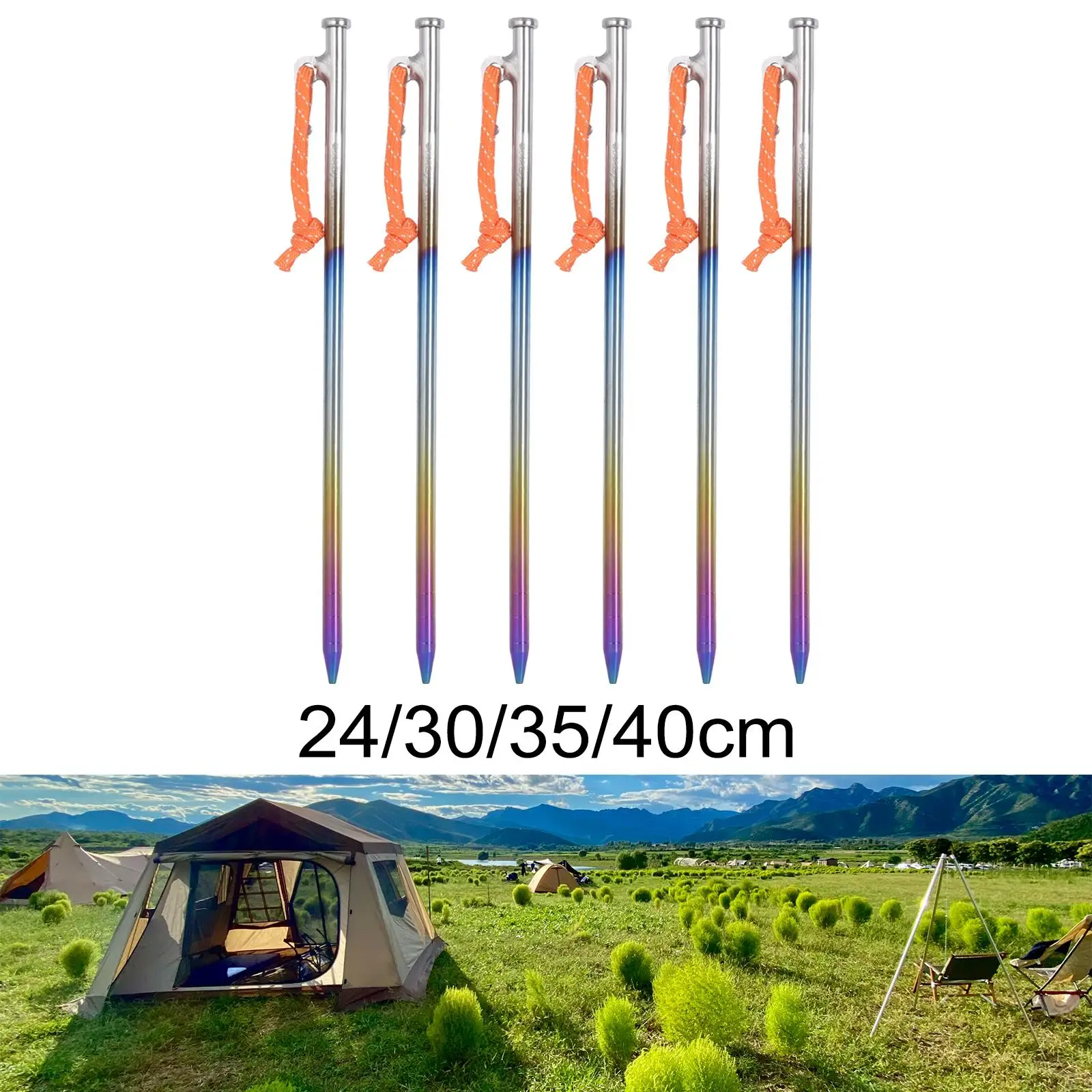 6 Pieces Tent Pegs Titanium Alloy Sturdy Wind Rope Fixed Nail Outdoor Tent Nails for Hiking Outdoor Canopy Backpacking Outings