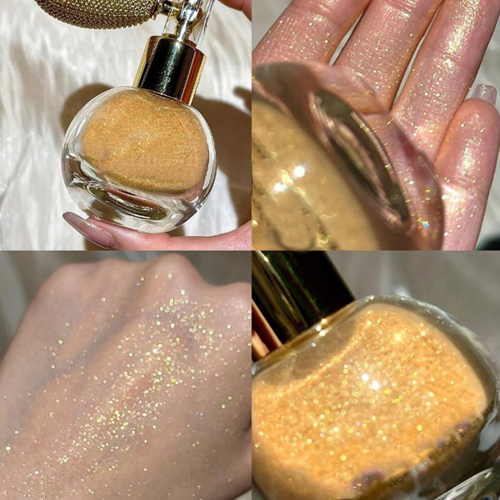 Best of 4 Colors Highlighter Powder Spray Shimmer Sparkle Powder Makeup For Face Body Pearlescent Brighten White Body High Gloss Glitter Reviews & Tips