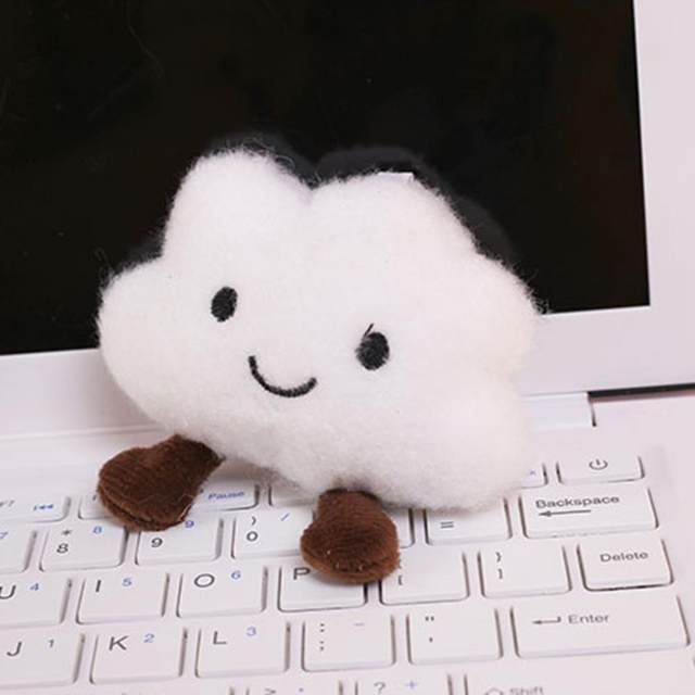 Shein 1pc Cute Toys Plush White Cloud Stuffed Animal Soft Keychain for Kids Bag, Cute Happy Cloud Keychain with Blushing Cheeks for Yoga Bag Decoration,12cm