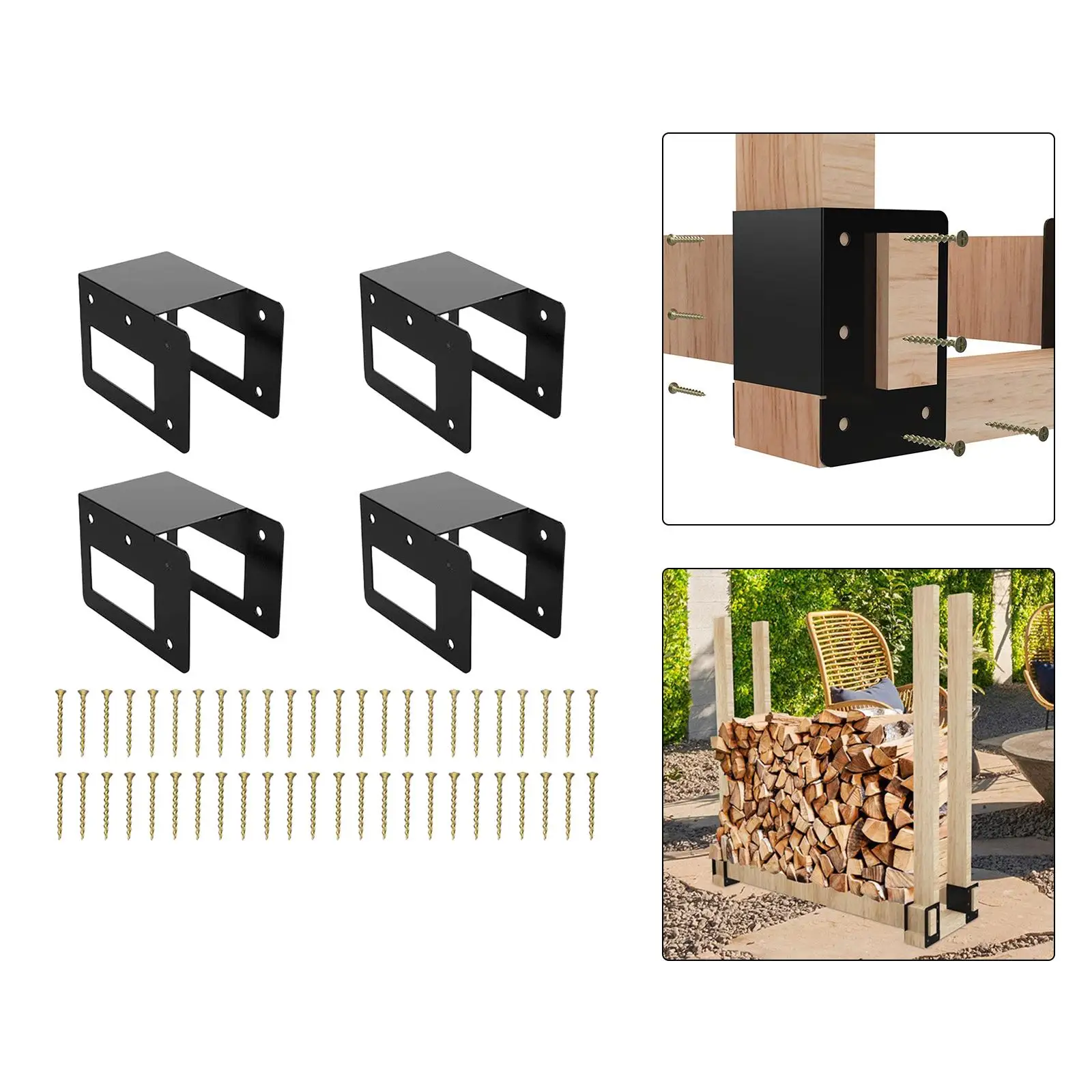 Log Rack Storage Wood Storage Holder Organizer Outdoor Indoor Firewood Bracket Kit for Home Carrying Wood Picnic Fishing Camping