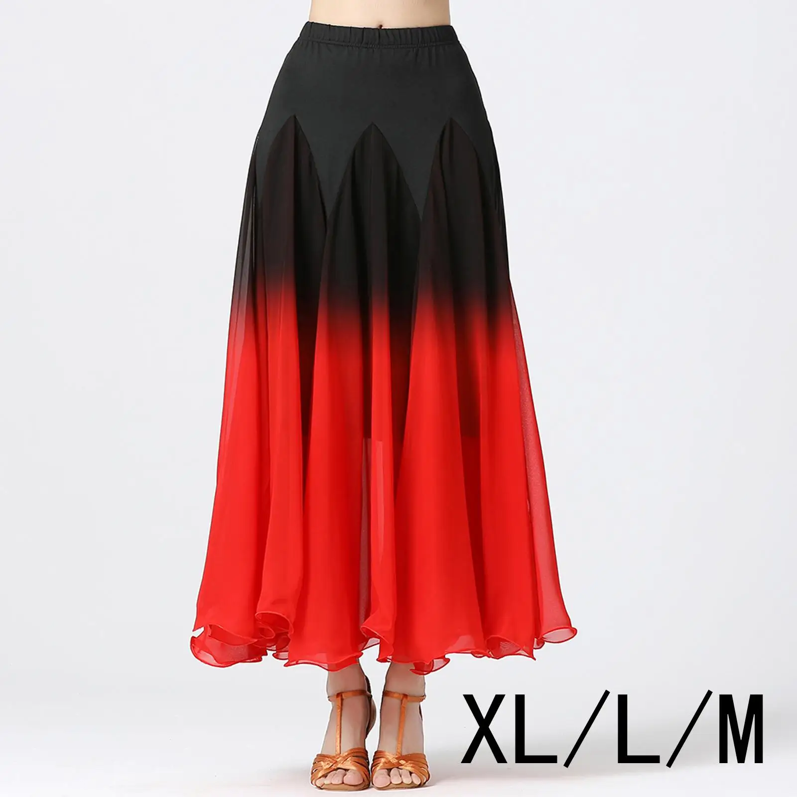 Women Ballroom Dance Skirt Dancing Costume Performance Dancewear Belly Long