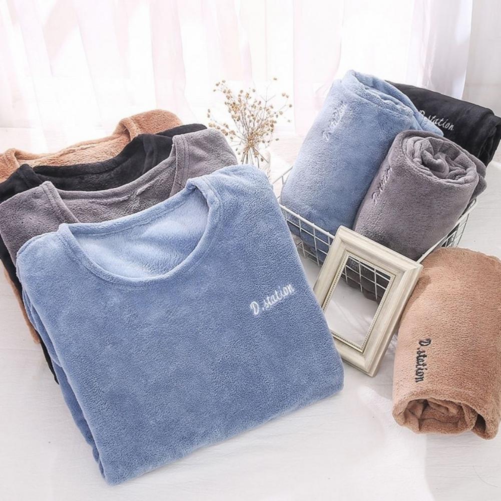 Title 7, Thickened Pajamas Set Thick Fleece Winter Men