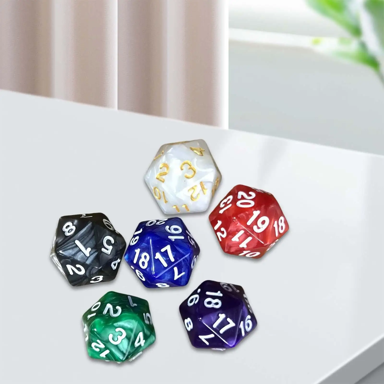6Pcs 20 Sided Dices 20mm Dices Party Supplies 20 Sided Game Dices Polyhedral Dices for Bar KTV Party Role Playing Game Card Game