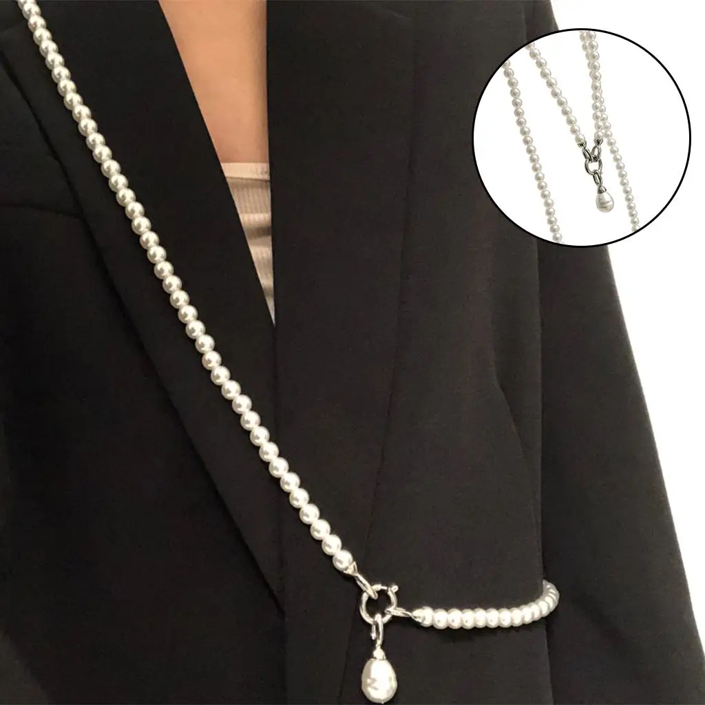 Satchel Pearl Waist Chain Matching Popular French Retro Fashion for Suit Coat Shirt Strap