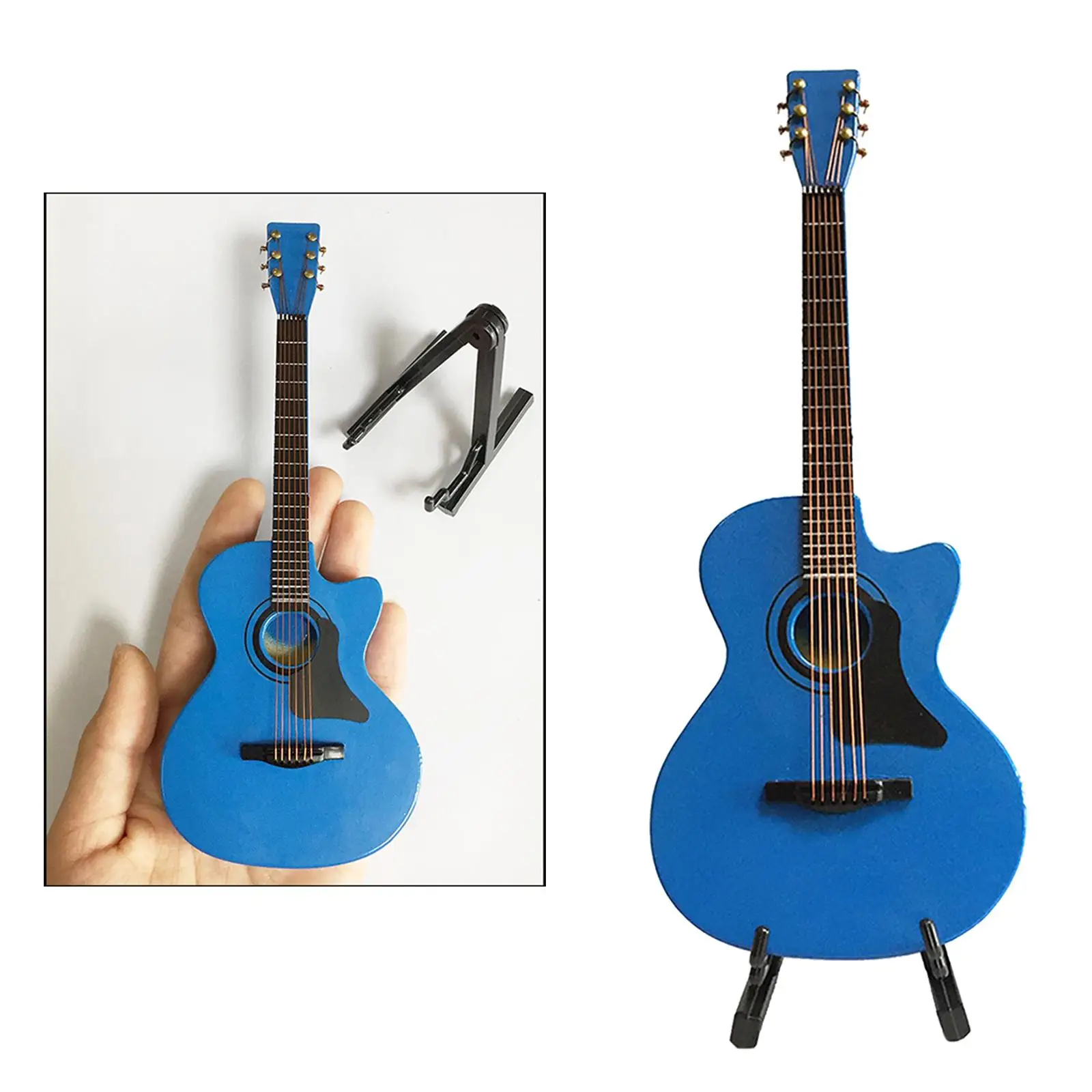 Wooden Guitar Model with Stand And Case 1:6 Miniature for Doll 