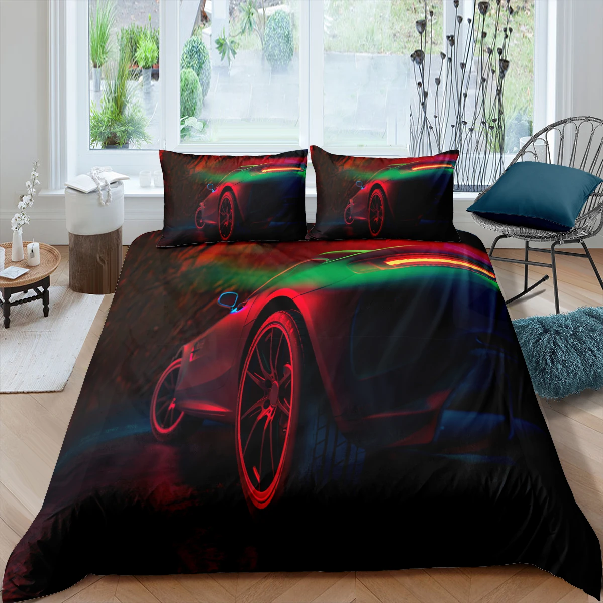 Home Textiles Luxury 3D Cars Duvet Cover Set Pillowcase Racing Car Bedding Set AU/EU/UK/US Queen and King Size Sets
