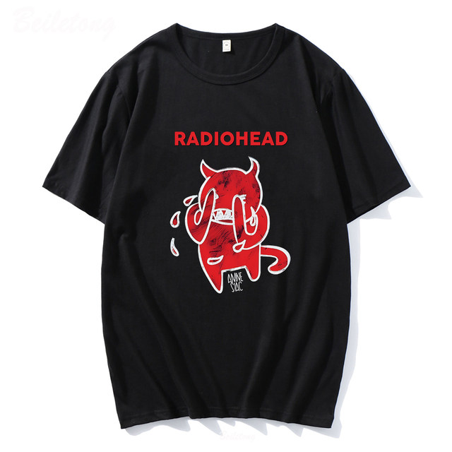 Radiohead T Shirt Cute Devil Cry Tshirt 100 Cotton Band Rock Funny Music  Album Print Loose Album Tops Music Tee Unisex Harajuku