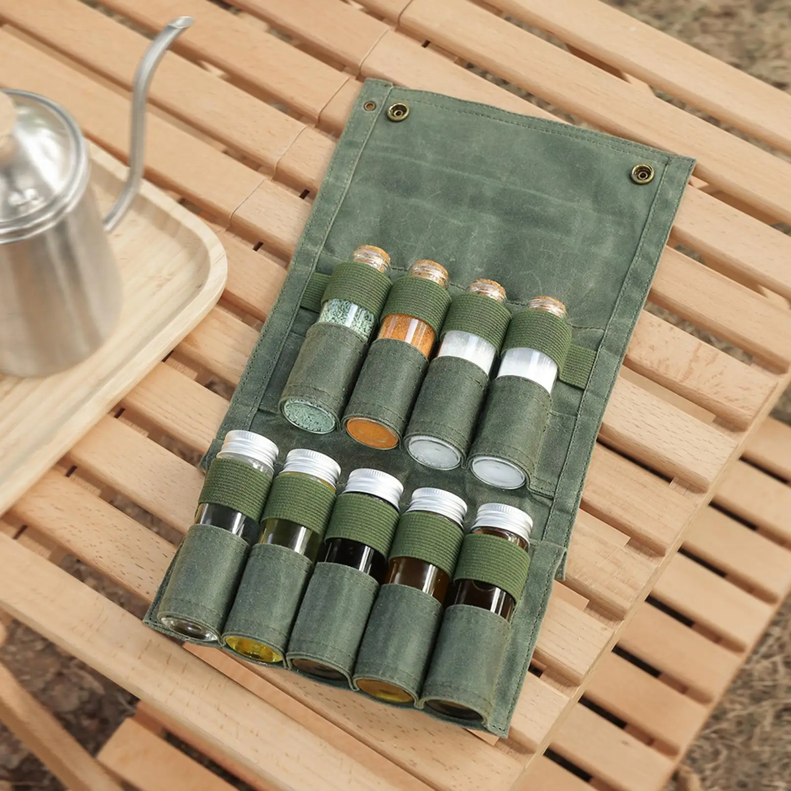 9Pcs  with Canvas Bag Glass Portable Transparent Sealed Condiment Carrier for Outdoor Camping Kit BBQ