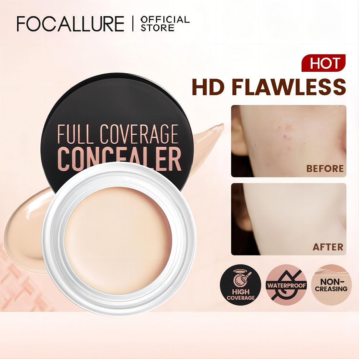 Best of FOCALLURE Waterproof Full Coverage Concealer Cream Long-lasting Oil-control Moisturizing Lightweight Foundation Makeup Cosmetics Reviews & Tips