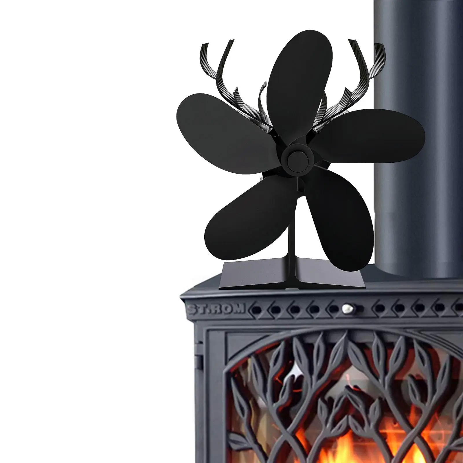 Xmas Wood Burning Stove Fan Fireplace Fan 7x3.5x7inch Eco Friendly Aluminum