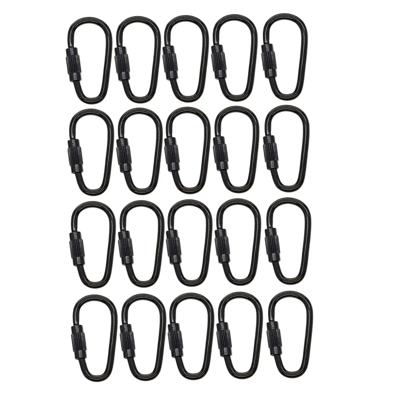 20Pcs Small Locking Carabiner Clip Black D Rings Mini Carabiner Clip for Camping Hiking Indoor Outdoor Use Backpacking Traveling